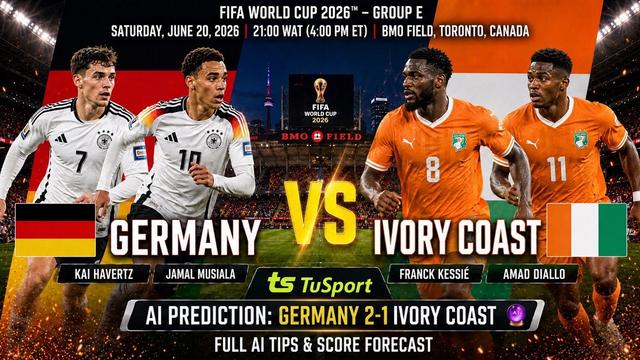 Germany vs Ivory Coast Prediction: TuSport AI Tips, Score Forecast & FIFA World Cup 2026 Analysis